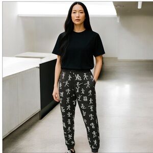 Indero brand black stick men design joggers!